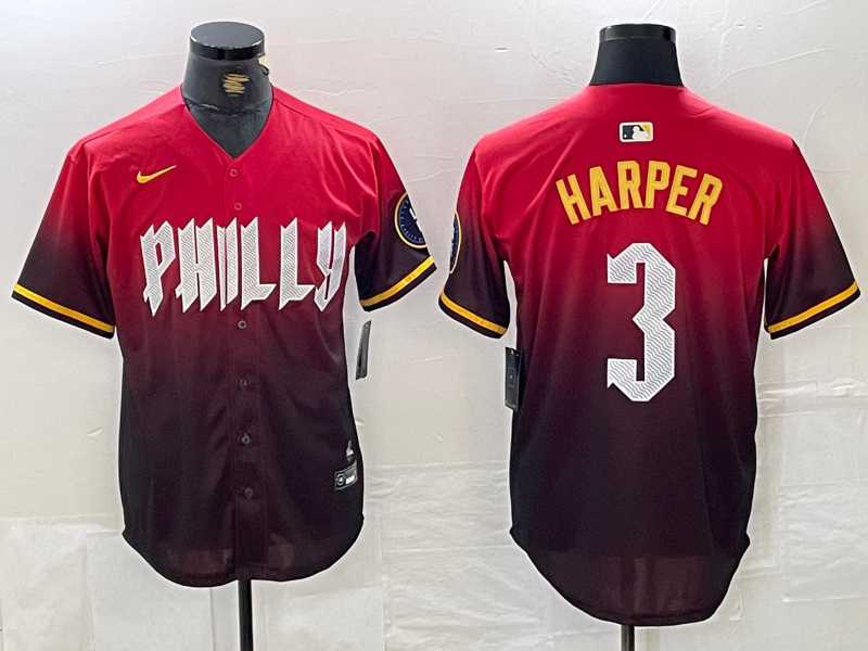 Men%27s Philadelphia Phillies #3 Bryce Harper Red 2024 City Cool Base Jersey->philadelphia phillies->MLB Jersey